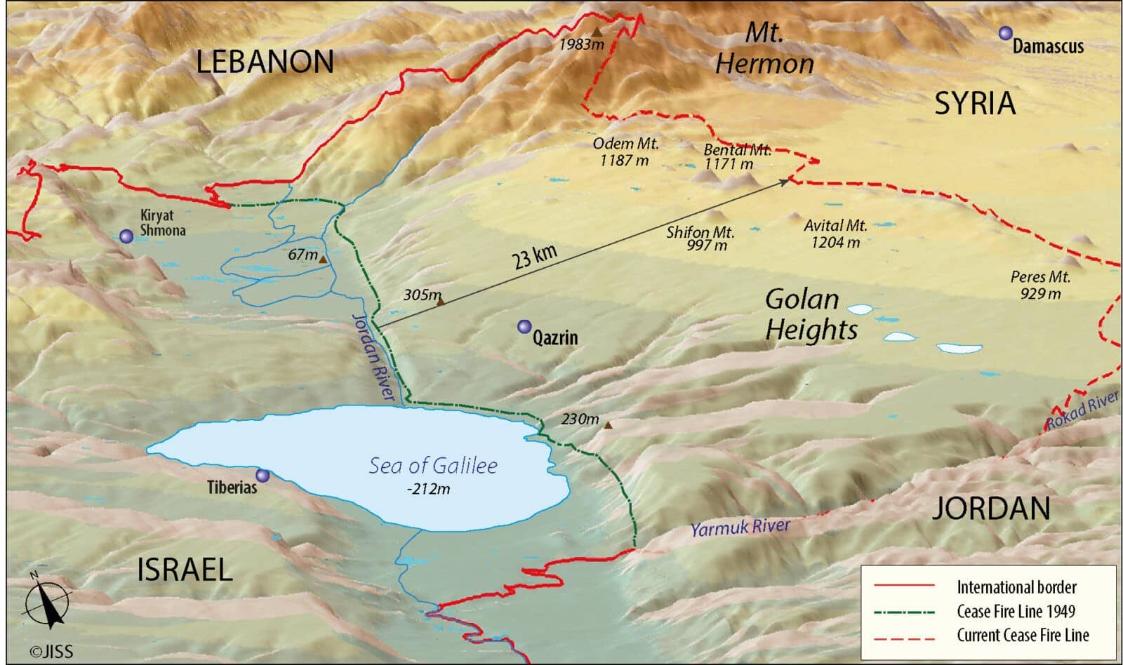 topographic map of golan heights