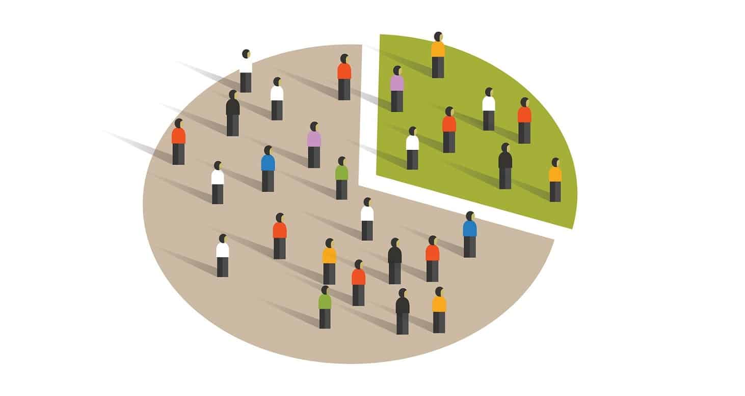 people crowd pie chart group graphic sampling statistics vector