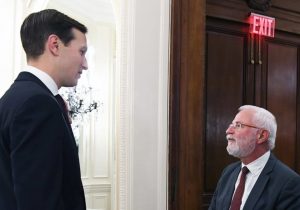 Jared Kushner (l.) in conversation with Col. Lerman (r.). (photo credit: PETER HALMAGYI)