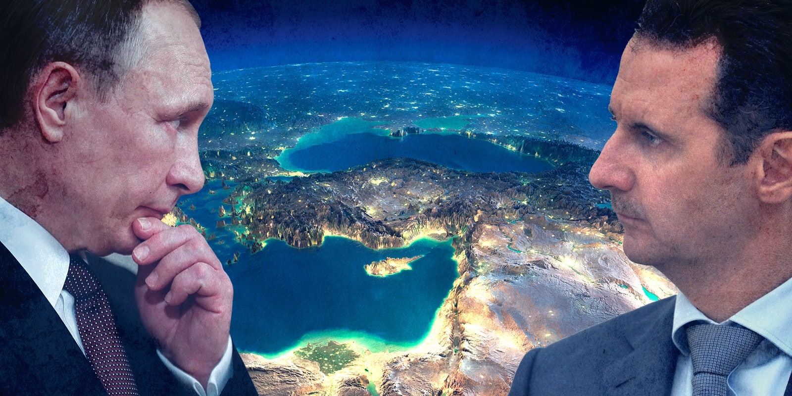 Assad and Putin middle east illustration
