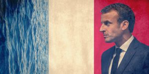 Emmanuel Macron, mediterranean sea, French flag illustration