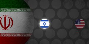 Iran, USA and Israel flags illustration