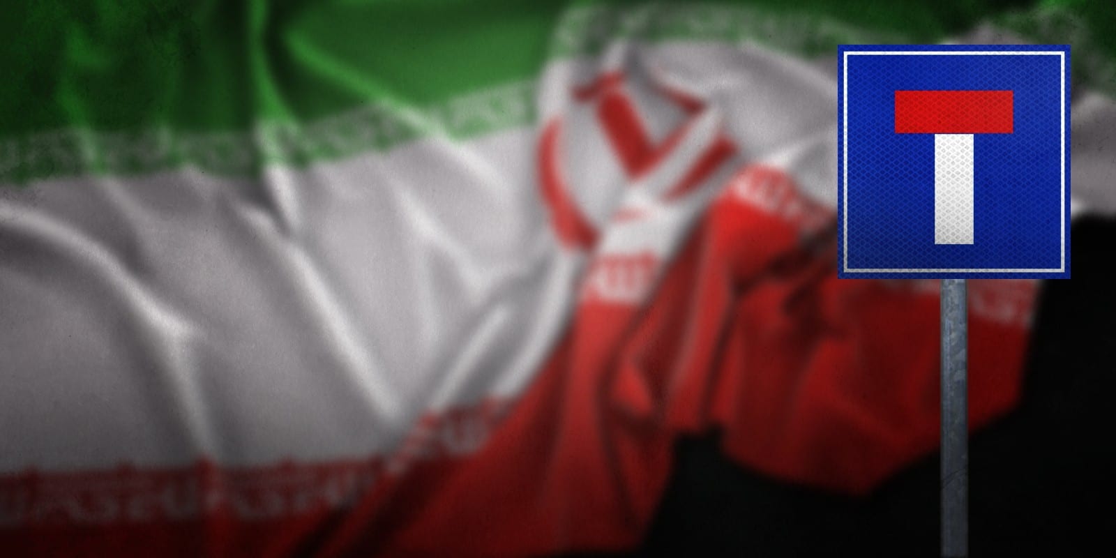 Iran flag and dead end sign illustration