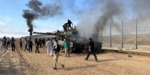 Palestinians at the Gaza border